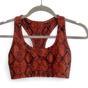 ALL GOOD FEELS RED BLACK SNAKESKIN PRINT ATHLETIC SPORTS BRA SIZE XS YOGA GYM